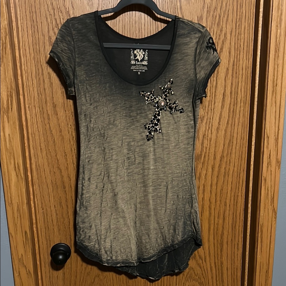 Velvet Stone Black Short Sleeve Graphic T-Shirt